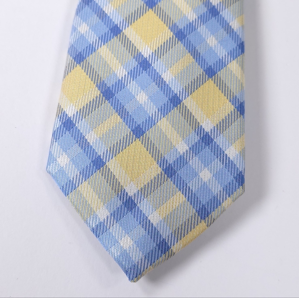 NWT ▪️ CLUB ROOM Men's Necktie, Plaid Pattern, Yellow & Blue. REGULAR PRICE $55 - Picture 6 of 11